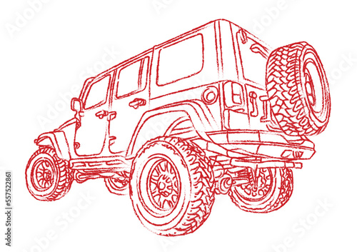 Liner Art Off road Car. Background Vector EPS10