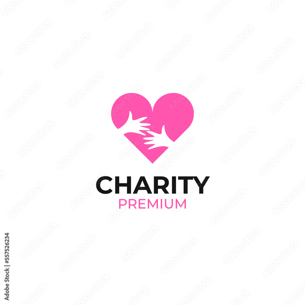 Flat love hand charity give help for humanity concept design illustration