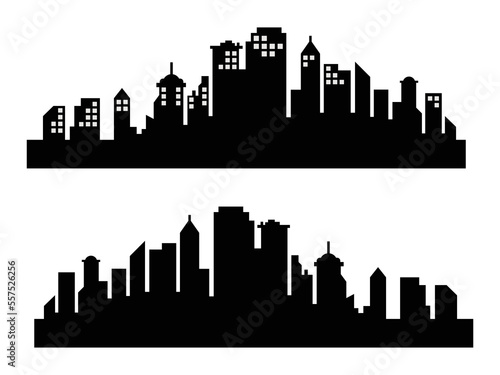 Building silhouette cityscape. Modern flat city architecture. urban city landscape. Illustrations.