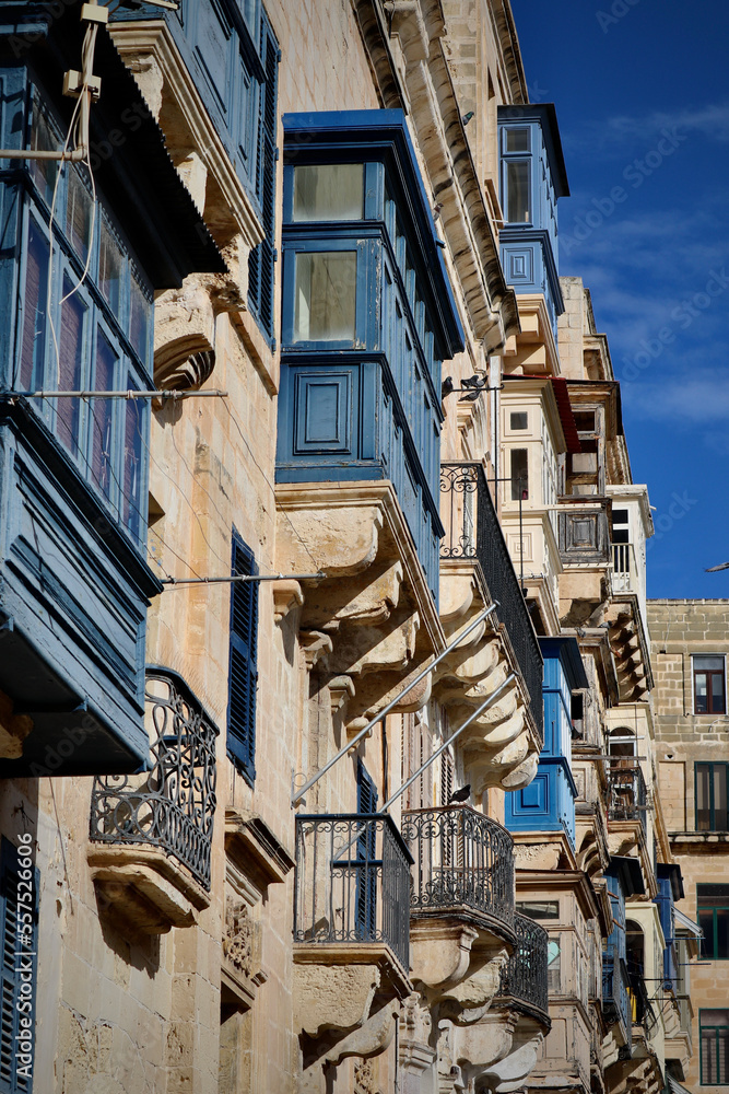 Typical house windows in La Valletta - Malta Typical house windows in La Valletta - Malta