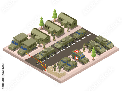Army Camp Isometric Composition