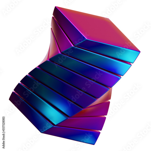 Holographic 3d Shape. Abstract Shapes Illustration.