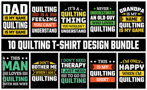 Quilting T Shirt Design Set Vector