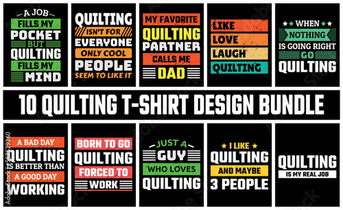 Quilting T Shirt Design Set Vector