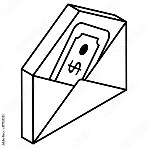 Conceptual flat design icon of money envelope 