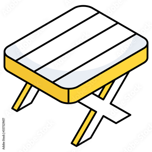 Conceptual flat design icon of folding table 