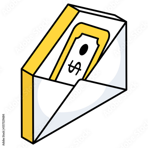 Conceptual flat design icon of money envelope 