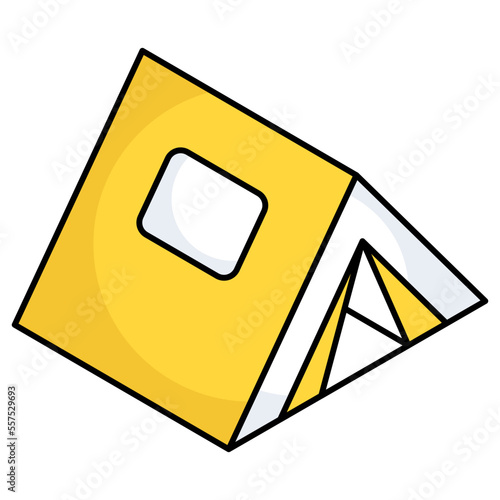 A flat design icon of camp