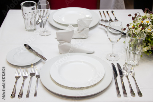 Wallpaper Mural Served dinner table in a restaurant. Restaurant interior Torontodigital.ca