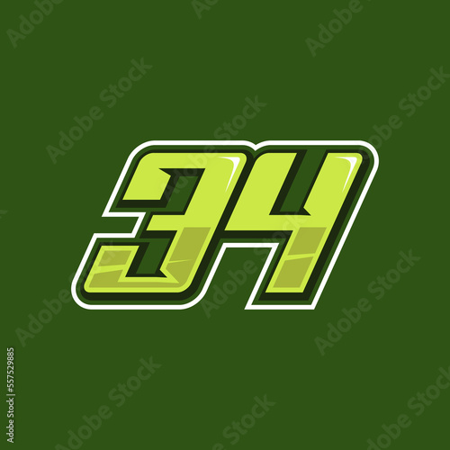 Racing number 34 logo design vector
