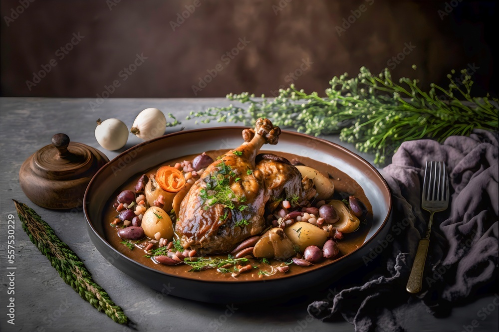 Traditional French Coq au Vin with braised chicken and vegetables Traditional French Coq au Vin with braised chicken and vegetables