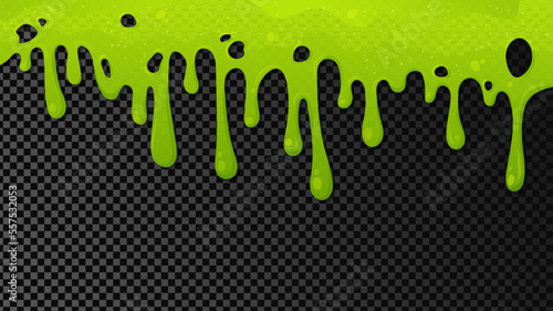 Obraz na plátně Flowing green sticky liquid. Slime drips and flowing.