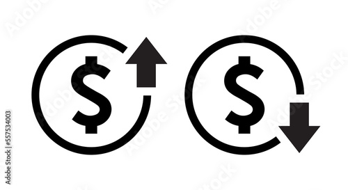 Dollar price up down icon vector in line style