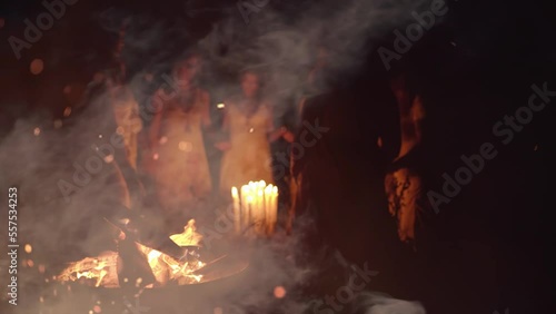 Women at the night ceremony. Ceremony space.