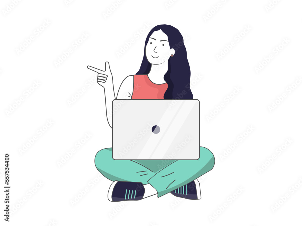 Online education. Girl with laptop on white background. Modern technology. Online business network technology. Digital technology concept. Online education. Girl with laptop on white background. Modern technology. Online business network technology. Digital technology concept.