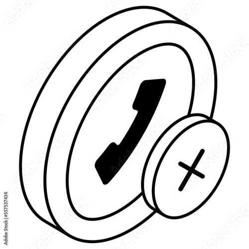 Conceptual flat design icon of call cancel 