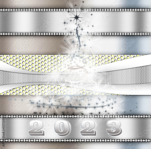 Elegant shiny  silver  New Year background and place for text. Greeting card, party invitation.