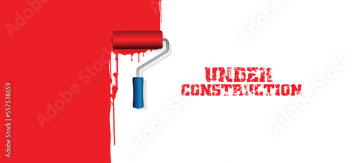 under construction text and brick background
