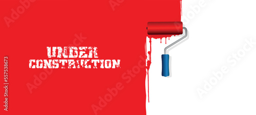 under construction text and brick background