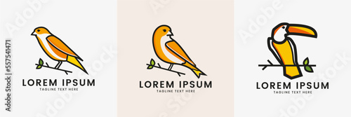 Yellow bird logo collection flat design Free Vector