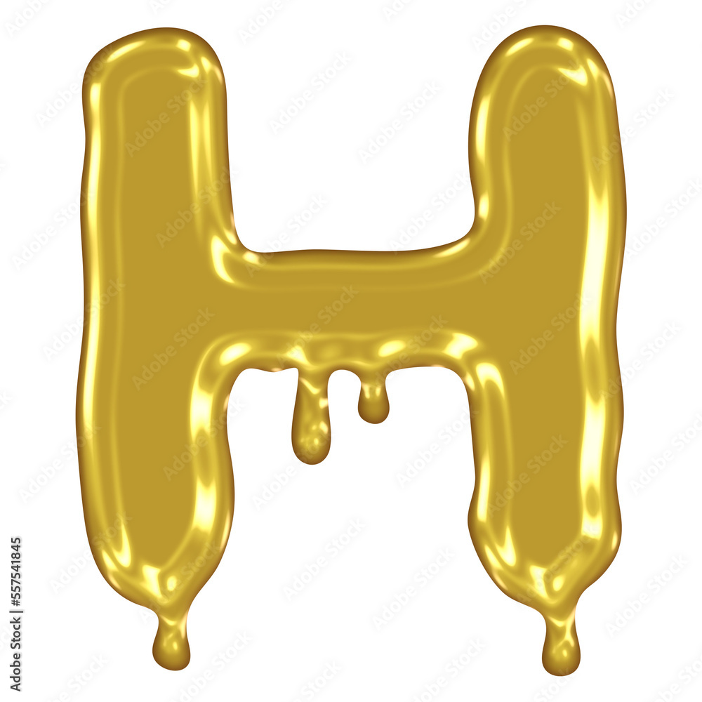 Fototapeta premium Gold Melted Effect Alphabet.