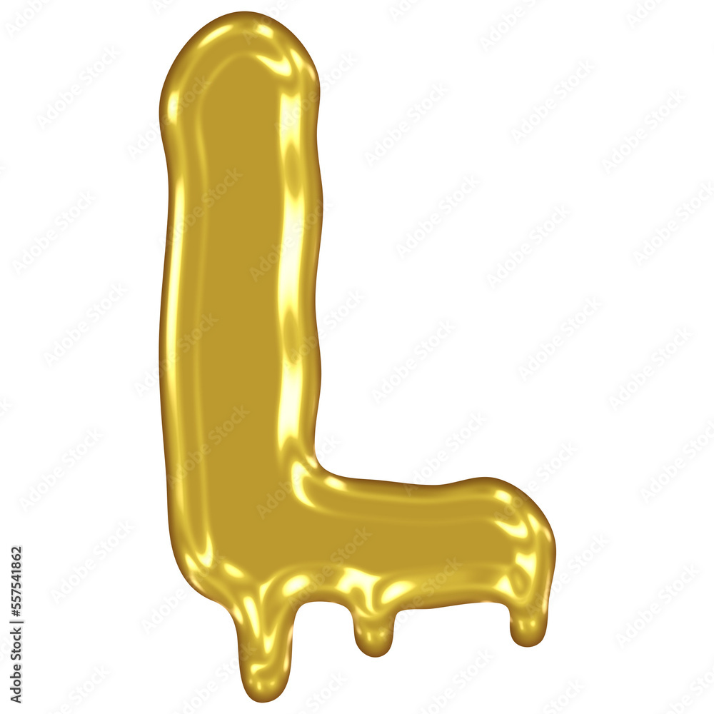 Fototapeta premium Gold Melted Effect Alphabet.