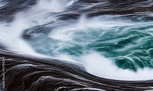 Photographie Saltstraumen's maelstrom's whirlpools in Nordland, Norway Water waves from the sea and river collide during high and low tides