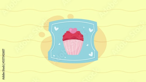 heart love in cupcake animation