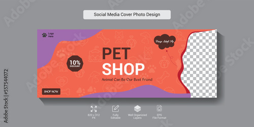 Pet shop social media banner template design