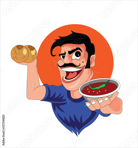 Indian or Pakistan man selling Pani puri, Gol Guppy , vector illustration