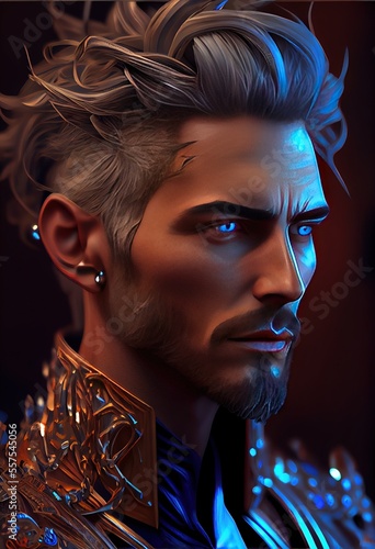 Male Genasi warlock, sorcerer, fantasy character - generative ai