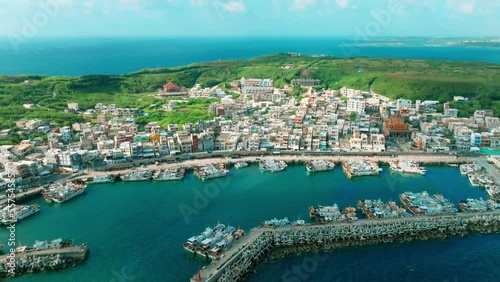 Aerial view of  Waian fishing port in Penghu, Taiwan. photo