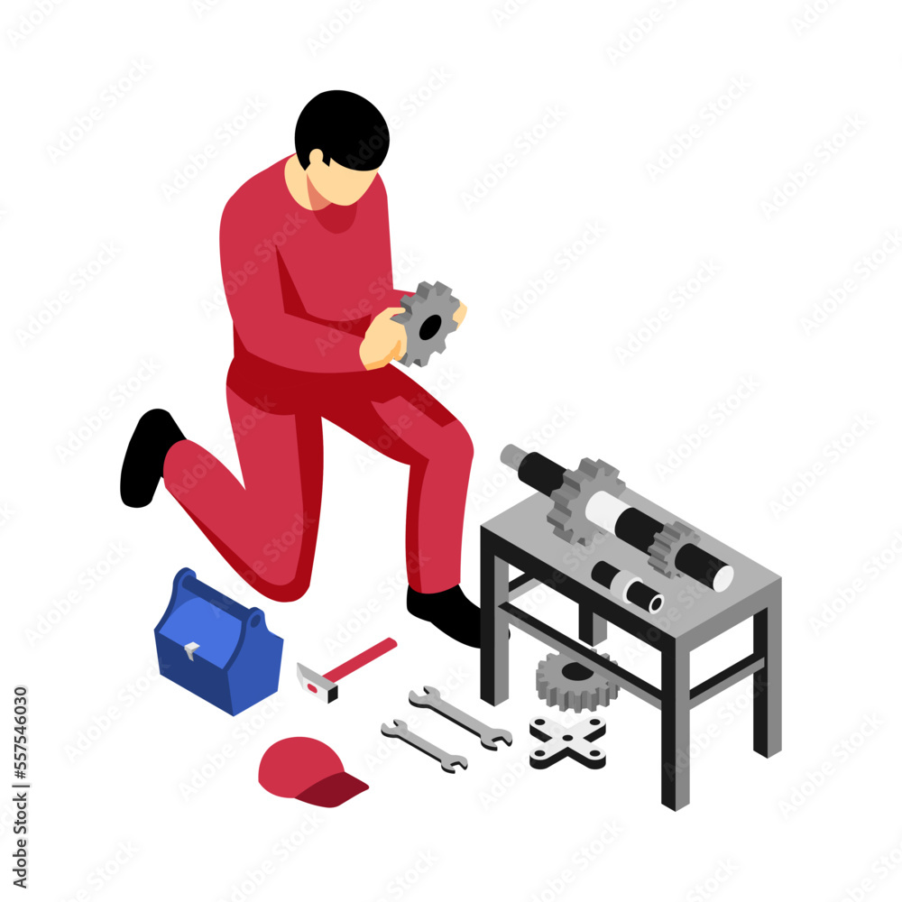 Mechanic Isometric Illustration Mechanic Isometric Illustration