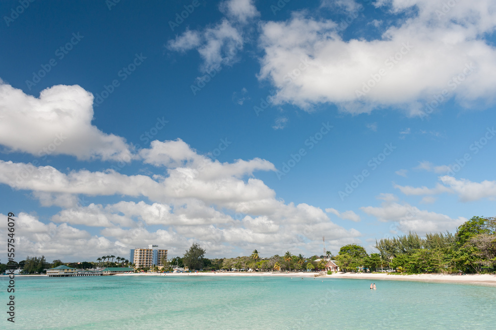 Beach in Barbados with Beautiful Clouds