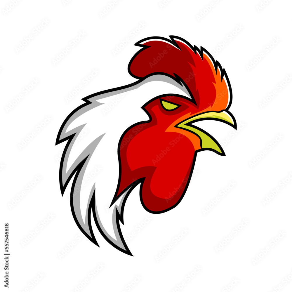 Vector chicken rooster head mascot logo design template Vector chicken rooster head mascot logo design template