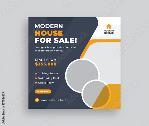 Real estate social media posts or web banner template