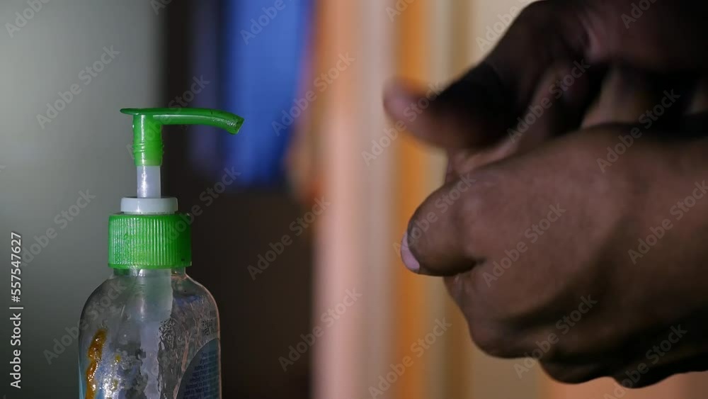 Closeup of rubbing hands with sanitizer gel to prevent bacterias Closeup of rubbing hands with sanitizer gel to prevent bacterias