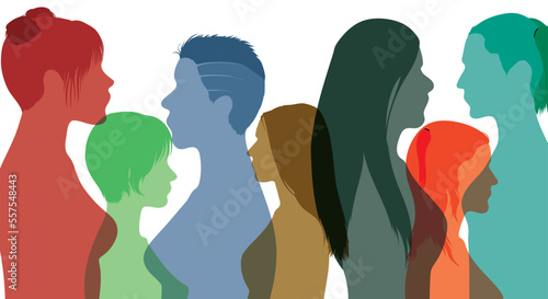 Community of women on social networks. Talking and sharing ideas and information among multi-ethnic women. Women or girls of different cultures communicate and make friends. 