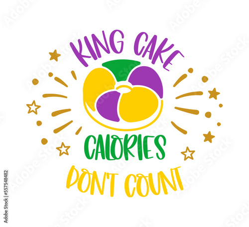 Mardi Gras t shirt design with king cake. Carnival celebration Vector design for poster, badge, emblem