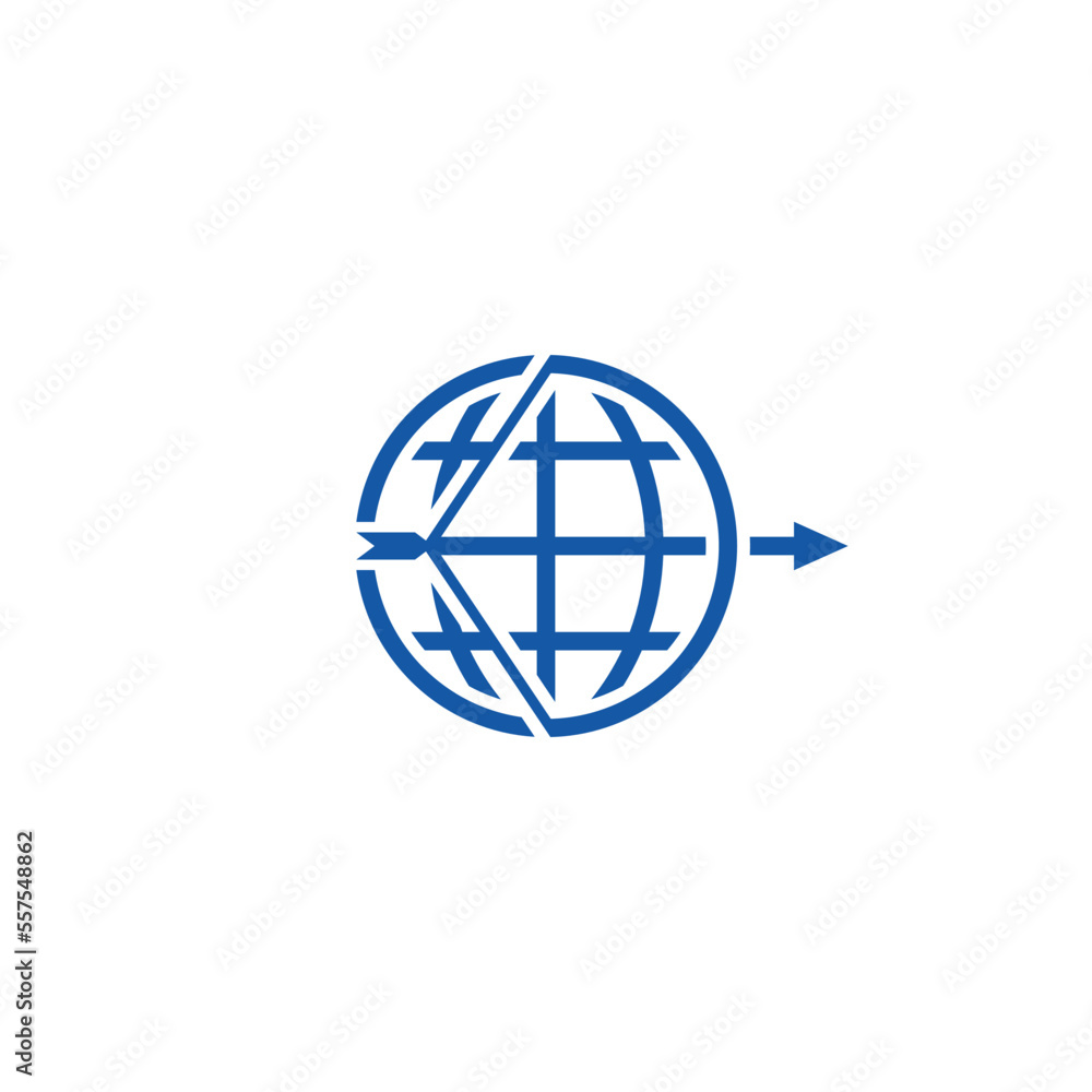 Globe planet combination with bow and arrow. Logo design. Globe planet combination with bow and arrow. Logo design.