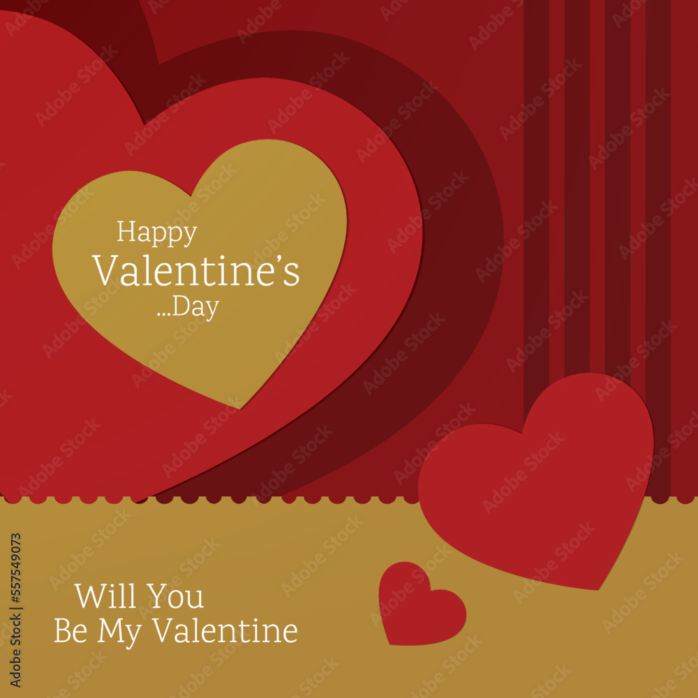 Happy Valentine's Day concept greeting cards with red, white , gold and pink paper hearts and frame on background. Cute love sale banners or poster. vector illustrations Happy Valentine's Day concept greeting cards with red, white , gold and pink paper hearts and frame on background. Cute love sale banners or poster. vector illustrations