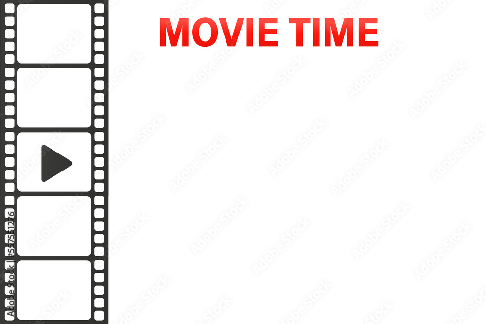 Movie Time Photo frame template. Old film with a button play. Vector illustration m Movie Time Photo frame template. Old film with a button play. Vector illustration m