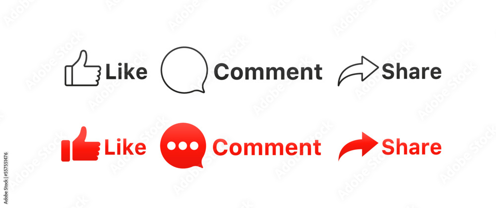 Like, share and comment button symbol design for social media post template. Background of social networks. Marketing. Isolated on a white background. Vector illustration Like, share and comment button symbol design for social media post template. Background of social networks. Marketing. Isolated on a white background. Vector illustration