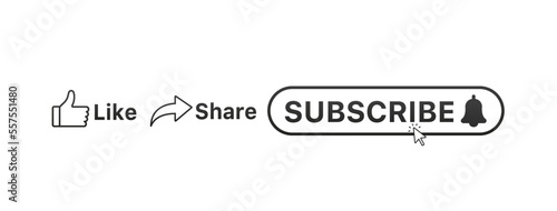 Like, share , subscribe button symbol design for social media post template. Background of social networks. Marketing. Isolated on a white background. Vector illustrationPrint
