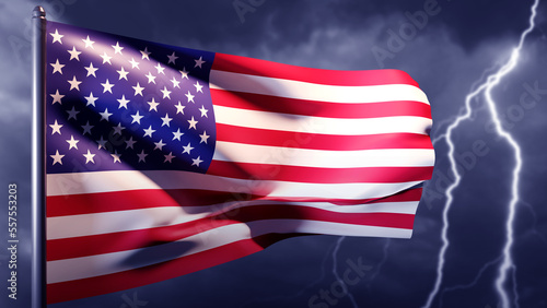 USA flag. Wavering banner o...