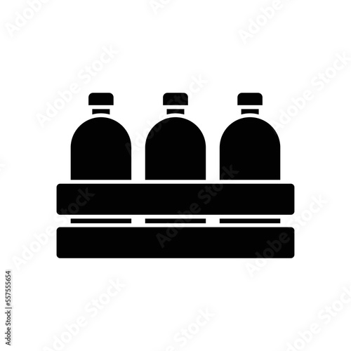 Milk wooden box icon design. Milk bottles crate icon. isolated on white background