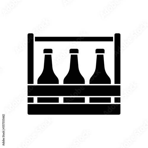 Milk wooden box icon design. Milk bottles crate icon. isolated on white background