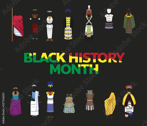 Black History Month African Costume Tribe Background Vector