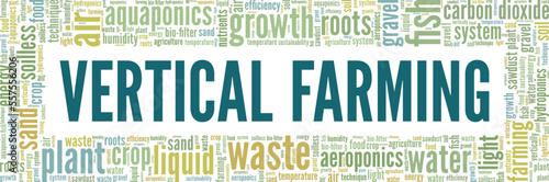Vertical Farming word cloud conceptual design isolated on white background.