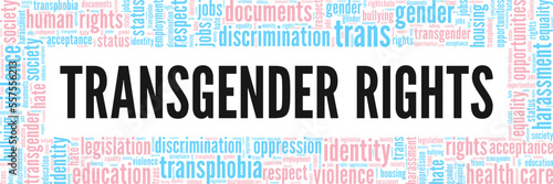 Trans Rights word cloud conceptual design isolated on white background.